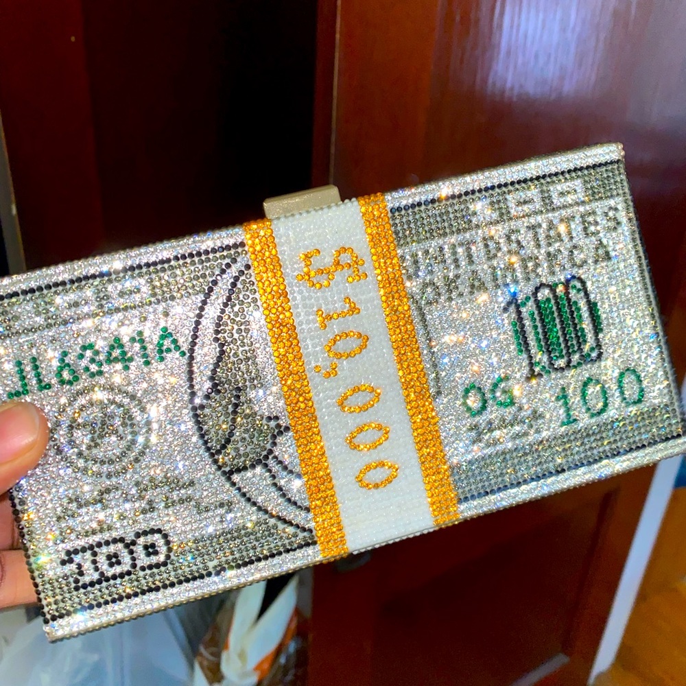 Sequined money clutch